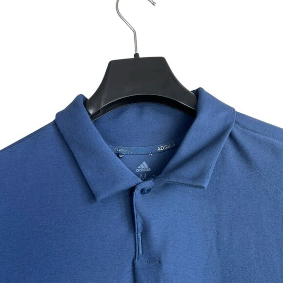 Adidas Golf Shirt Size Medium Blue PrimeGreen Performance Polo Shirt Sleeve - Picture 2 of 10